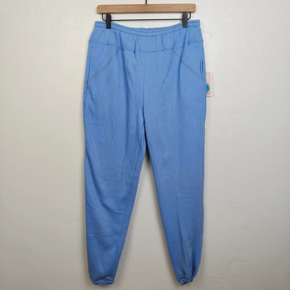 Vintage 80s Converse Chucks Men Sweatpants Large Blue Elastic Waist Cuffed Retro